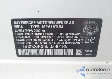 2018 BMW X5 xDrive35D z USA, uszkodzony, nr VIN 5UXKS4C58J0Z90185